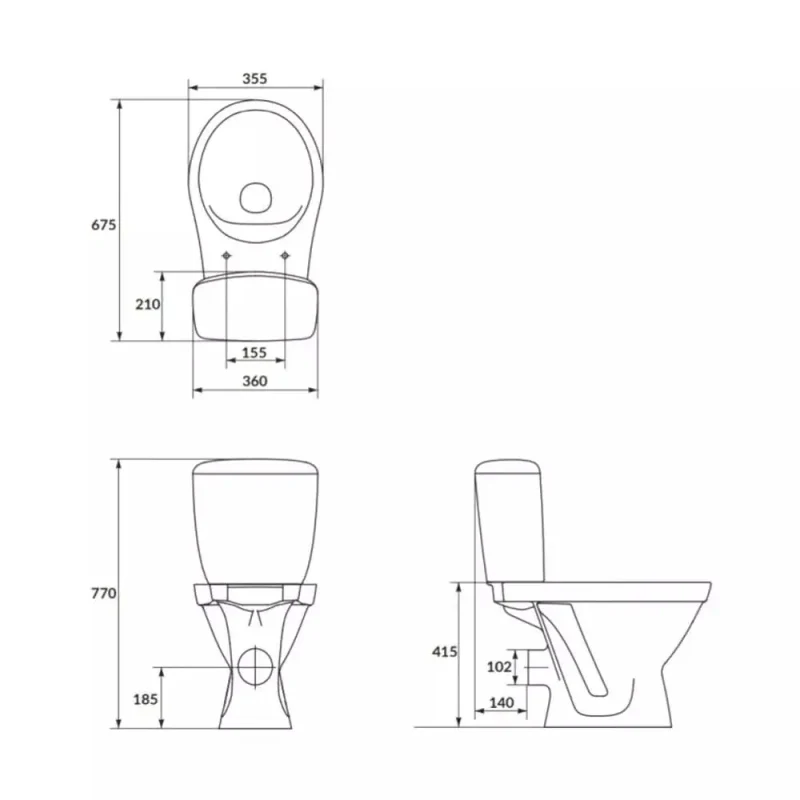 103889 Vas WC Cersanit Cersania Simple On Slim Soft close alim.infer.orizontal DPR 3