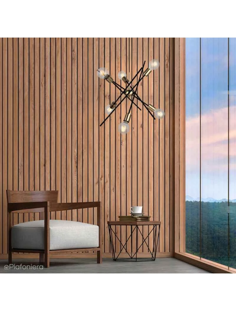 Lustra OPA 6xE27 max 6x40W black + antique LUCEA 2
