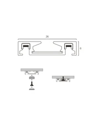 Șină Magnetică aplicată Ultra Thin 1m H6mm albă 2