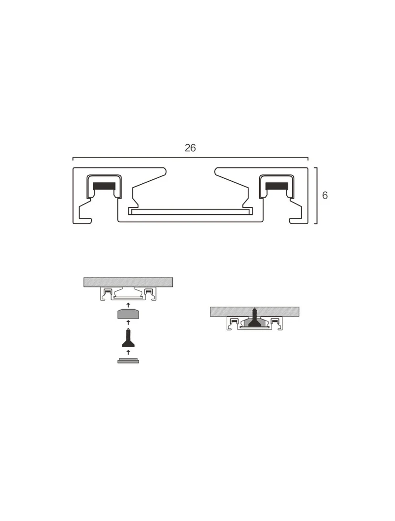 Șină Magnetică aplicată Ultra Thin 1m H6mm albă 2