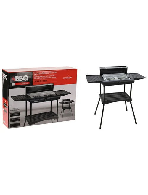 Grătar electric cu picioare BBQ 65x45x110cm, cu capac și plasă