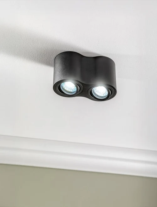 Spot aplicat AVEIRO DUO BIS 2xGU10 160x80x90 rotund negru GTV