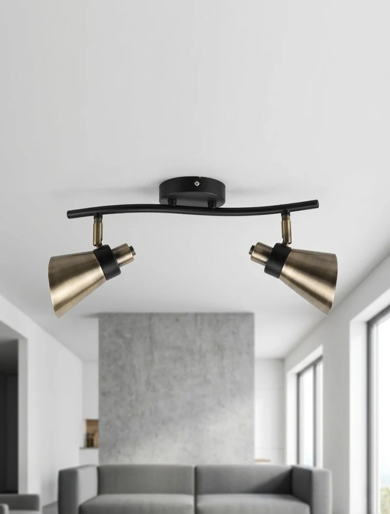 Corp de iluminat 2xE14 negru+cupru antic 51916-2 Luminaled 2