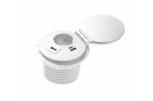Prelung încorp. CHARGER PLUS  priză ,USB A+C,RG45,HDMI+wireless charrg, 1.5m alb GTV