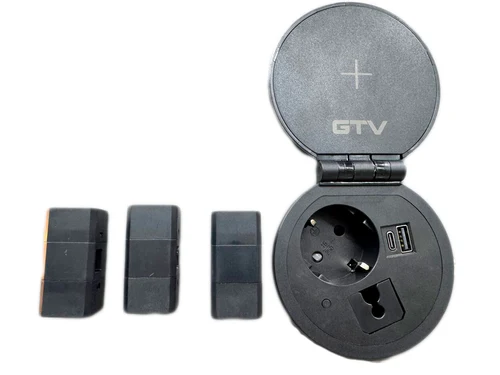 Prelung încorp. CHARGER PLUS  priză ,USB A+C,RG45,HDMI+wireless charrg, 1.5m negru GTV