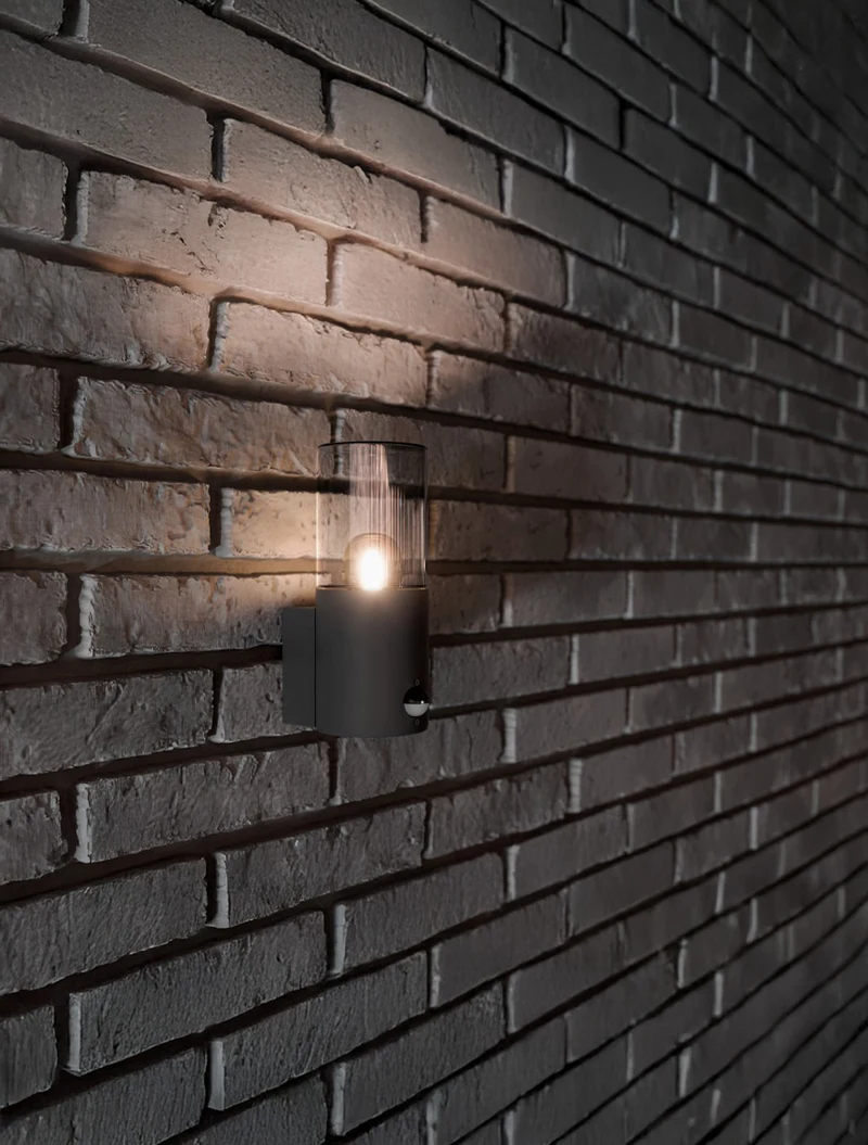 * Corp de iluminare pentru fațade cu sensor MEDIO-AU PIR 1XE27 IP54 grafit GTV 2