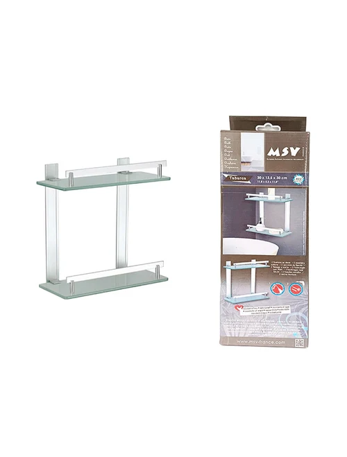 Полка для ванной 2 яруса MSV Tabarca 30x13.5x30см стекло