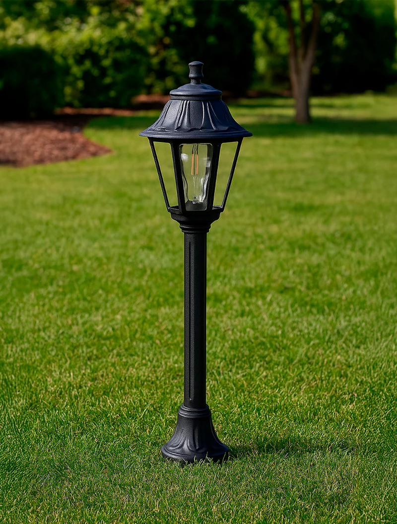 Set corp de il. ANNA E27 A60 8,5W 2,7-4-6,5K transp+ stâlp MIZAR negru 1M FUMAGALLI 2