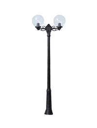Set corp de il. G300 E27 A60 8,5W 2,7-4-6,5K 2L transp + suport G300 2L + stâlp RICU BISSO negru 2.4M Fumagalli