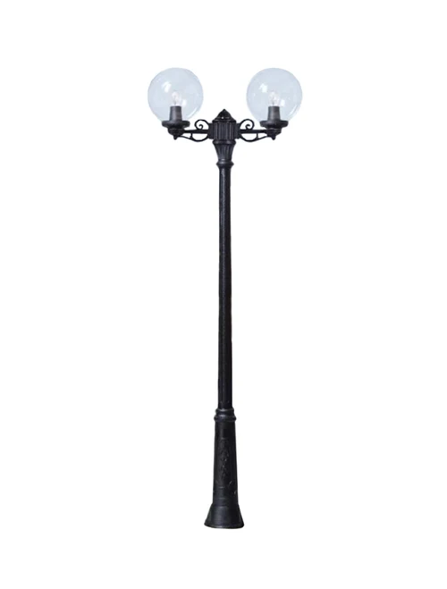 Set corp de il. G300 E27 A60 8,5W 2,7-4-6,5K 2L transp + suport G300 2L + stâlp RICU BISSO negru 2.4M Fumagalli