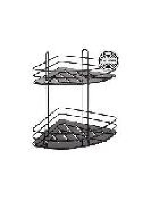 Raft baie de colț cu 2 nivele pe ventuze Bathroom 20x20x23cm negru metal