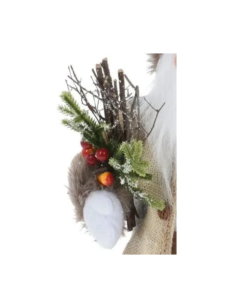 Moș Crăciun cu felinar și crenguțe 57cm 3