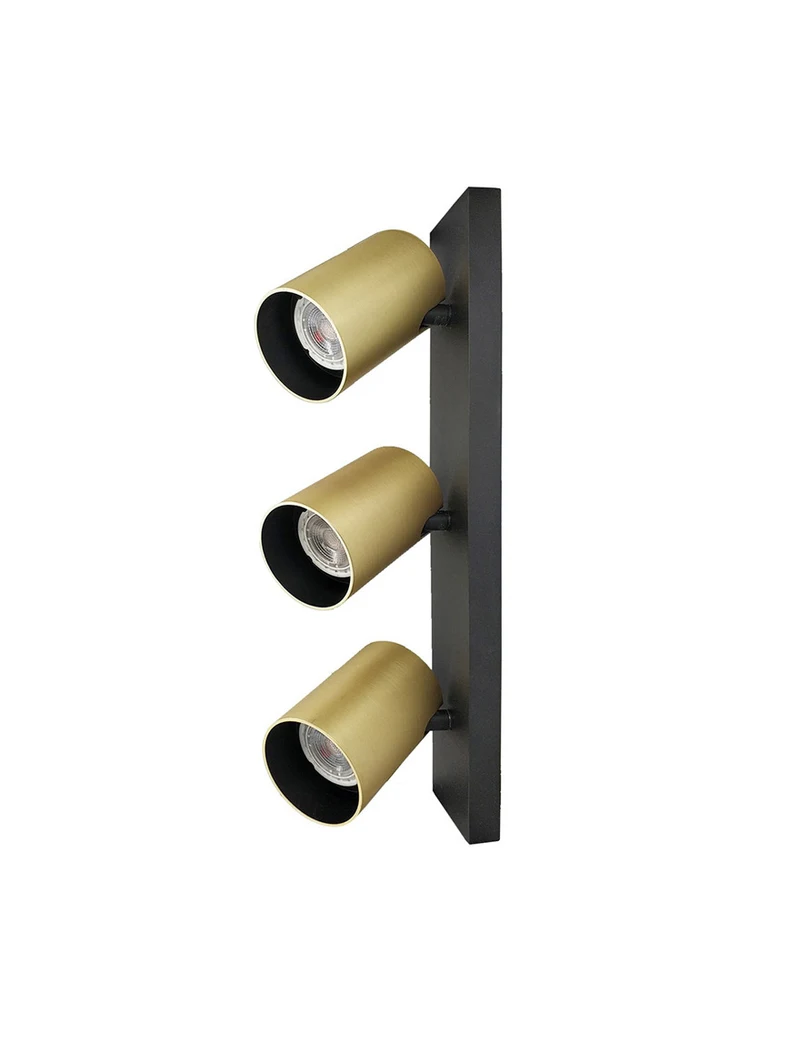 Накладной светильник 3xGU10, 60×100 мм, IP20, чёрный + золото, LUMINALED 3