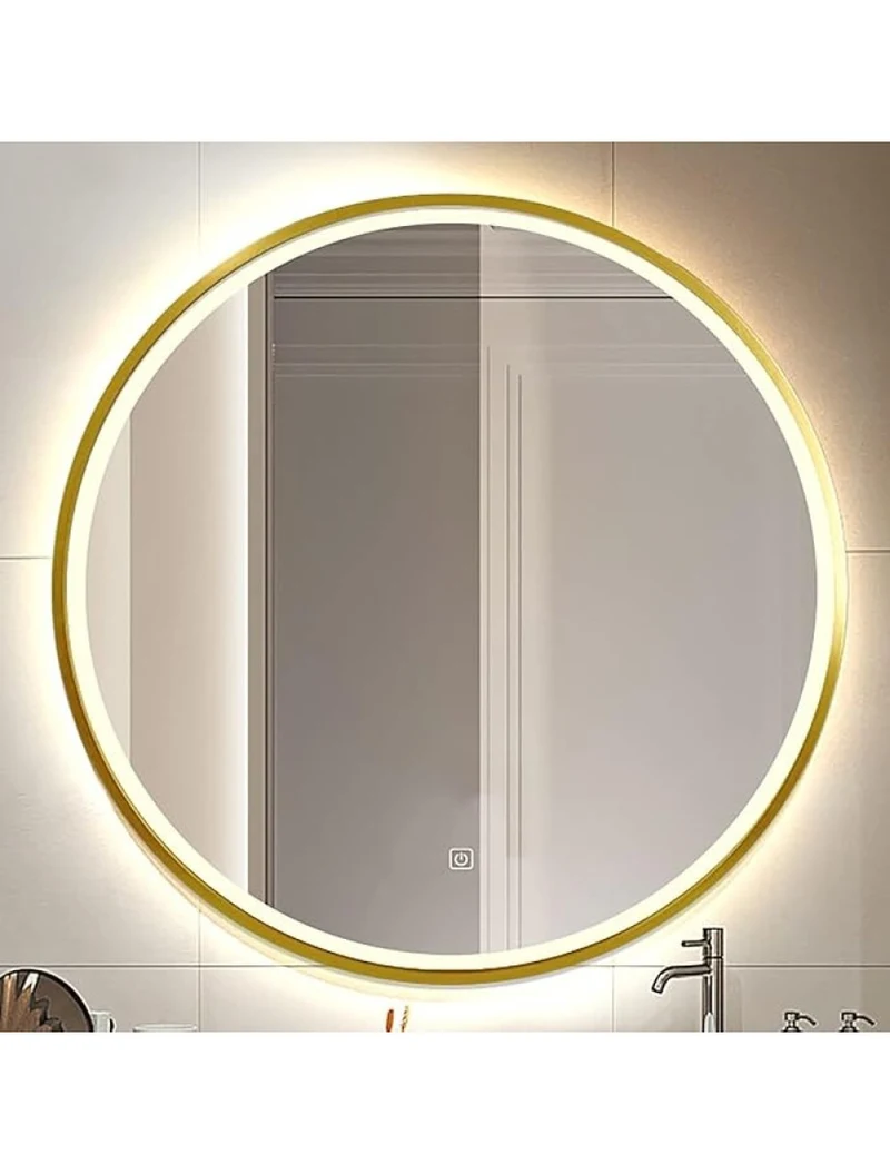 LED зеркало для ванной, золотое, диаметр 60 см. 2
