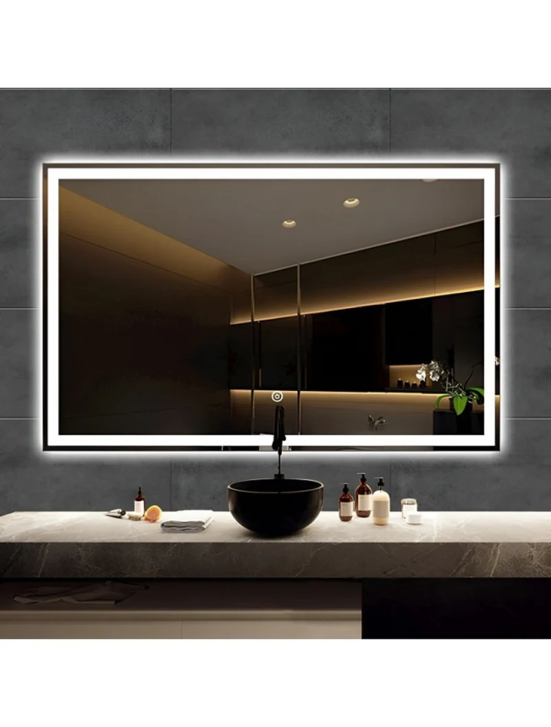 LED зеркало для ванной, черное, 50x70 см. 2