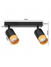 * Corp de iluminat aplicat 2*GU10 55*100 IP20 negru+aur LUMINALED 6
