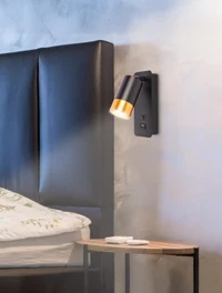 Настенный встраиваемый светильник с USB, 1xGU10, IP20, чёрный + золото, LUMINALED 5