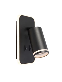 Настенный встраиваемый светильник 1xGU10 + LED 7W 3000K, IP20, чёрный, LUMINALED