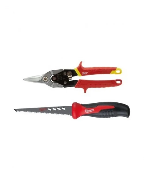 Set fierăstrău gips-carton + foarfecă tablă Milwaukee 4932479784