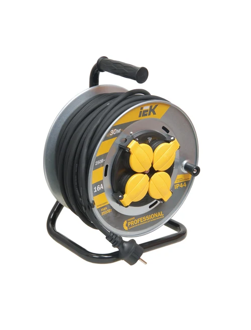 Prelungitor rolă UK30 cu protecție termică 4 prize 2P+PE, 30m KG (3x1,5mm2)  IP44 "Professional" IEK