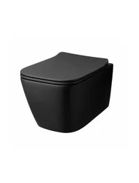 НИТАЗ ПОДВЕСНОЙ ROMSTAL SQUARE, БЕЗОБОДКОВЫЙ, СИДЕНИЕ МИКРОЛИФТ, ЧЕРНЫЙ МАТ 49x34 cm