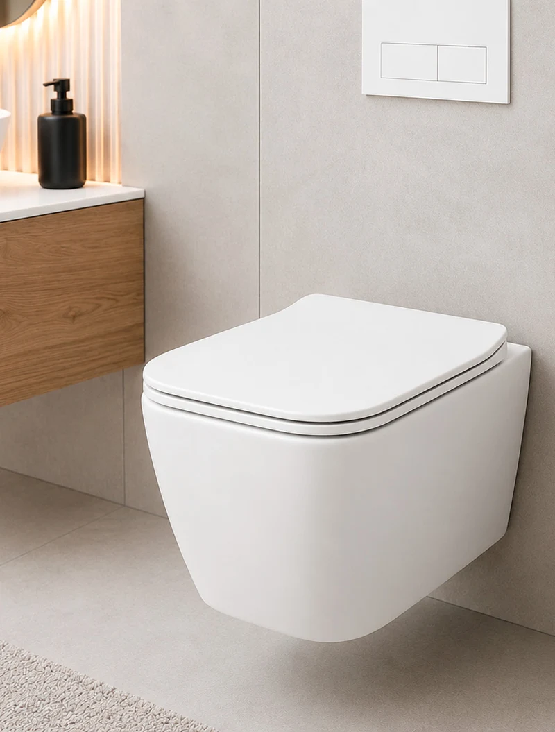 УНИТАЗ ПОДВЕСНОЙ ROMSTAL SQUARE, БЕЗОБОДКОВЫЙ, СИДЕНИЕ МИКРОЛИФТ, БЕЛЫЙ 49x34 cm 2