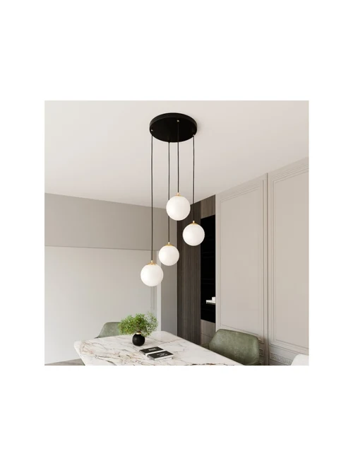 Lustră ROYAL 4XE14 negru+opal EMIBIG