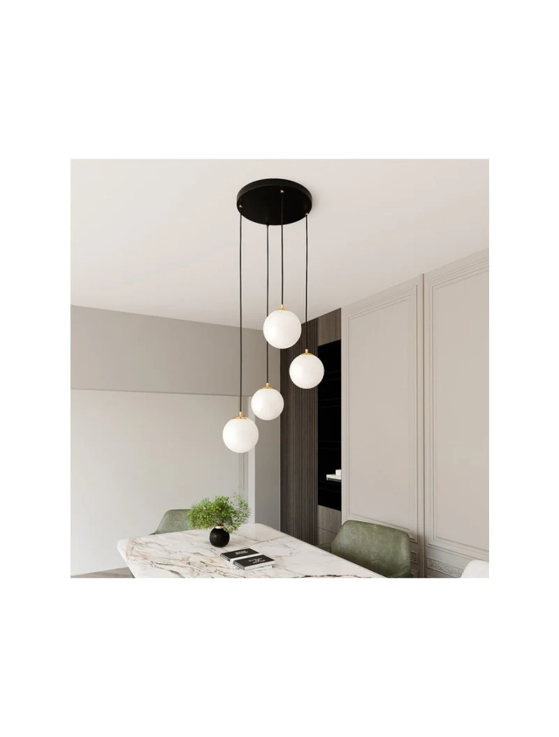 Lustră ROYAL 4XE14 negru+opal EMIBIG 2