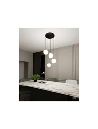 Lustră ROYAL 4XE14 negru+opal EMIBIG 6