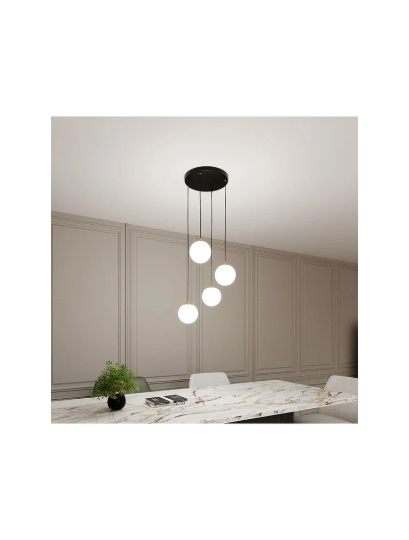 Lustră ROYAL 4XE14 negru+opal EMIBIG 7