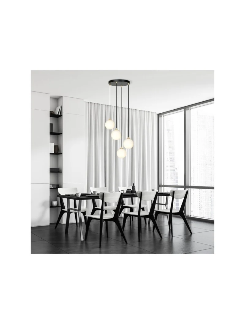 Lustră ROYAL 4XE14 negru+opal EMIBIG 8