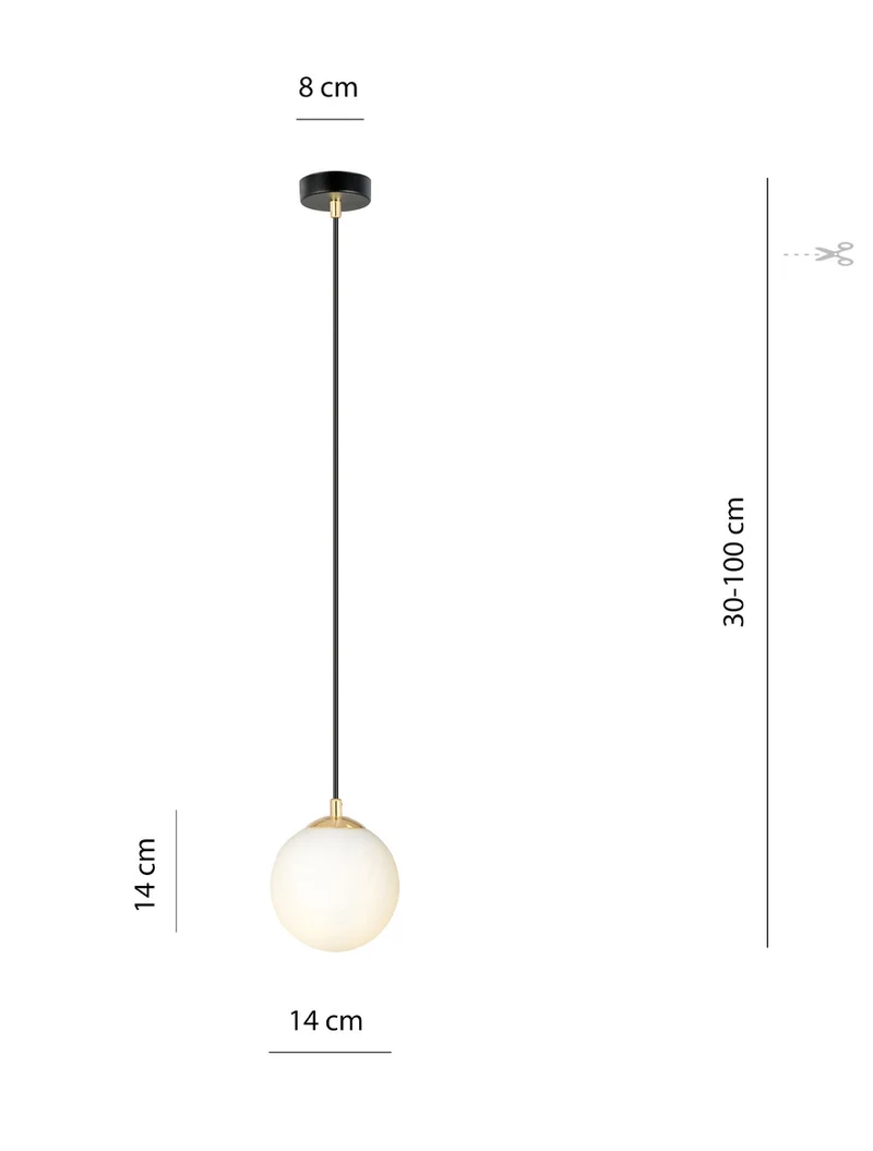 Suspensie ROYAL 1XE14 negru+opal EMIBIG 5