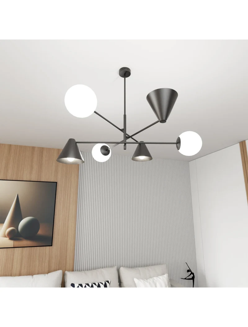 * Lustră HERMES 6XE14 negru+alb EMIBIG 4