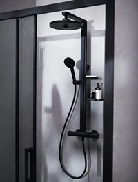 ДУШЕВАЯ СТОЙКА IDEAL STANDARD ALU+, С ТЕРМОСТАТОМ, ДУШЕВОЙ ГАРНИТУР, ЧЕРНЫЙ МАТ 3