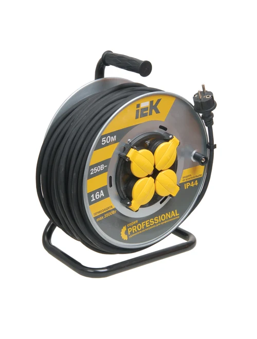 Prelungitor rola UK50 cu protecție termică 4 prize 2P+PE/50m KG (3x2,5mm2)  IP44 Professional IEK