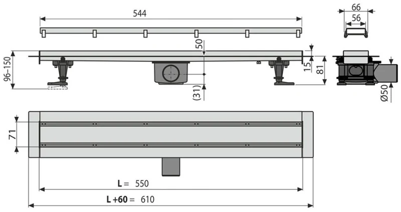106404 Rigolă de duș Alca APZ13-Double9-550 set 2