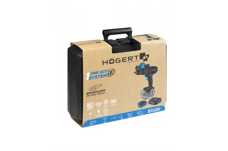 Set mașină de găurit 80Nm 18V+acumulator 4Ah+încărcător 4A, HOGERT 3