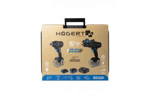 Set mașină de găurit + mașină de înșurubat cu impact, cu acumulator, HOGERT