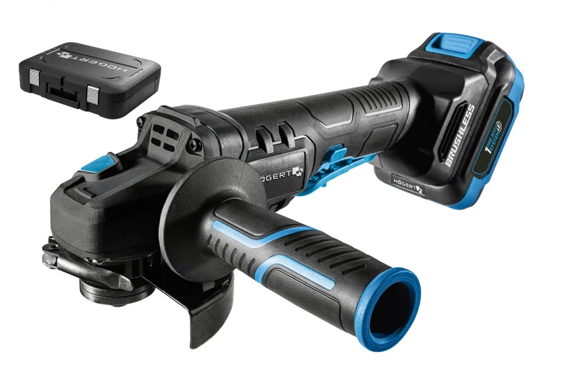 Set polizor unghiular cu intr. paleta 125 mm, 18V + 2 acumulatoare 4Ah + incarcator 4A, HOGERT 2