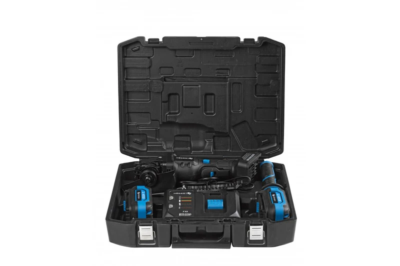 Set polizor unghiular cu intr. paleta 125 mm, 18V + 2 acumulatoare 4Ah + incarcator 4A, HOGERT 3