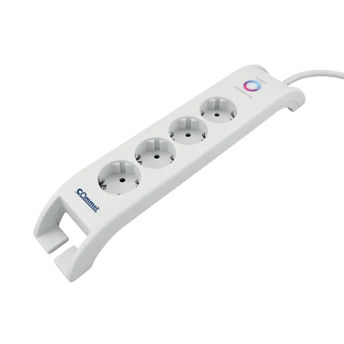 Удлинитель с 4 розетками, 2 м, с 2 входами USB-A (защита от перенапряжения), белый, 16 А, 250 В, 380-108 мм.