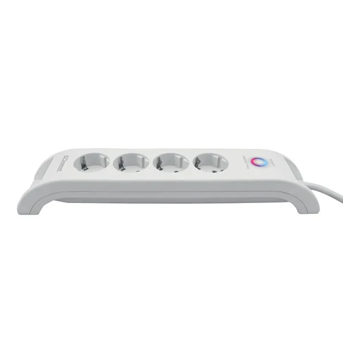 Удлинитель с 4 розетками, 2 м, с 2 входами USB-A (защита от перенапряжения), белый, 16 А, 250 В, 380-108 мм.