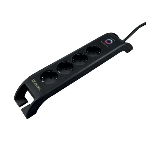 Удлинитель с 4 розетками, 2 м, с 2 входами USB-A (защита от перенапряжения), черный, 16 А, 250 В, 380-109 Commel.