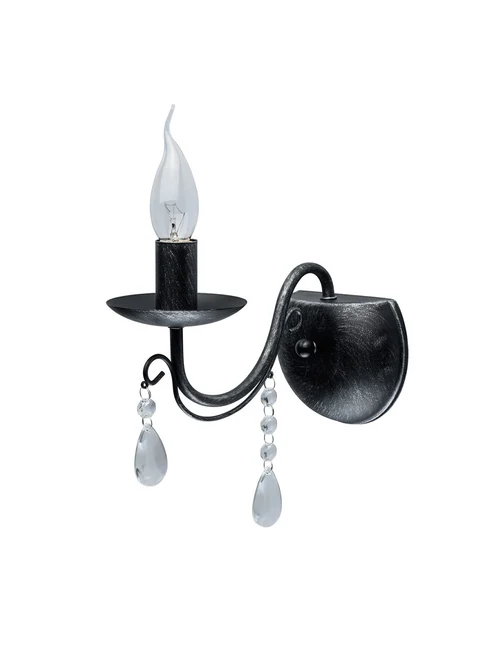 Настенный светильник GRANDE P19106-1W, 1xE14, 40W, металл, чёрный, ZUMALINE